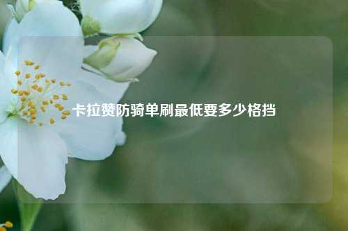 卡拉赞防骑单刷最低要多少格挡