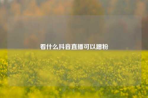 看什么抖音直播可以蹭粉