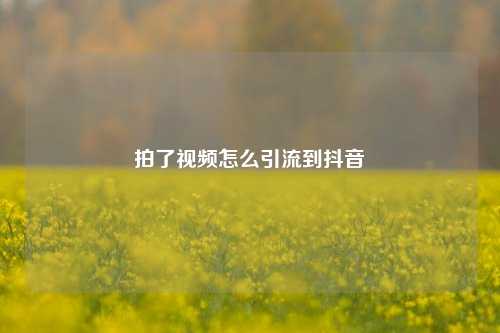 拍了视频怎么引流到抖音