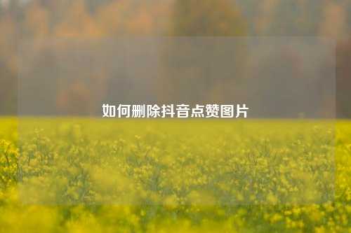 如何删除抖音点赞图片