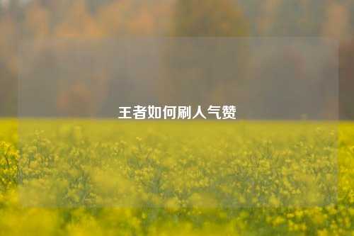 王者如何刷人气赞