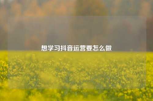 想学习抖音运营要怎么做
